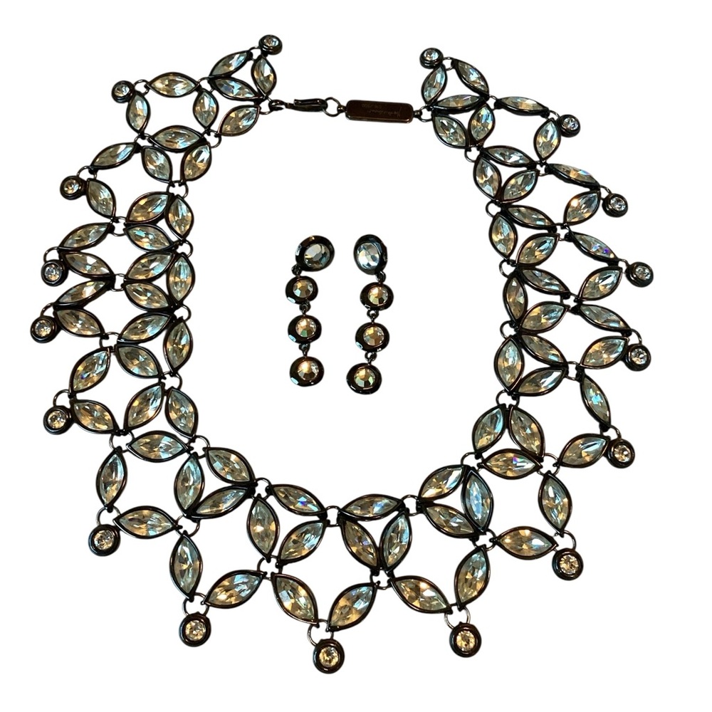 Yves Saint Laurent Rhinestone Collar & Earrings Set